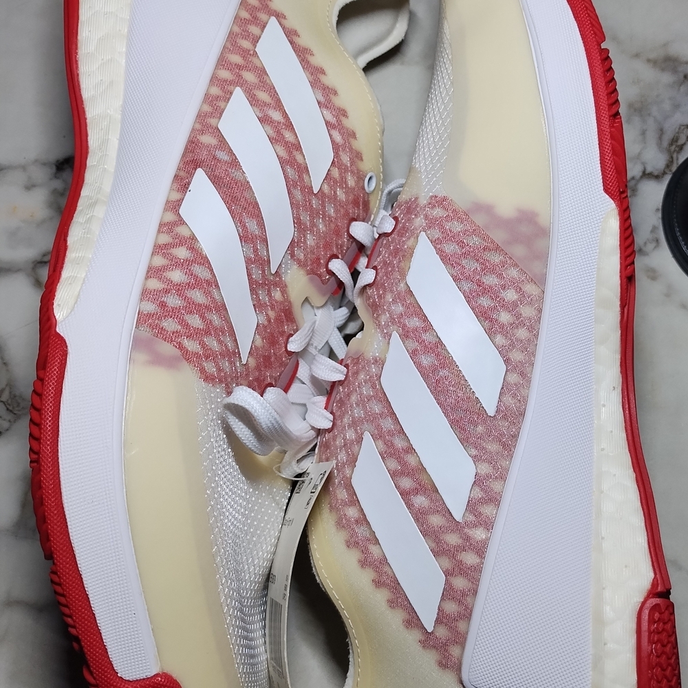 Adidas Women's Red and White Sneakers